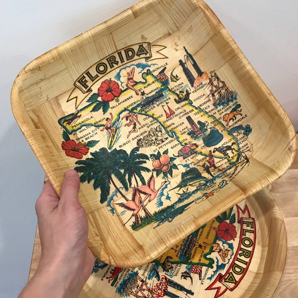 Vintage Kitschy “Florida” Tray + Serving Bowl Set